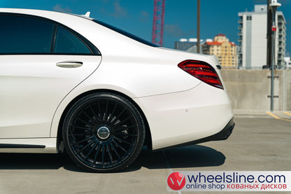 White Mercedes S 1-Piece VS HF-81  Gloss Black Cap-B 240816