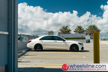 White Mercedes S 1-Piece VS HF-81  Gloss Black Cap-B 240816