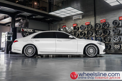 White Mercedes S 1-Piece VS ML-R21 Polished Silver With Brushed Face 240815