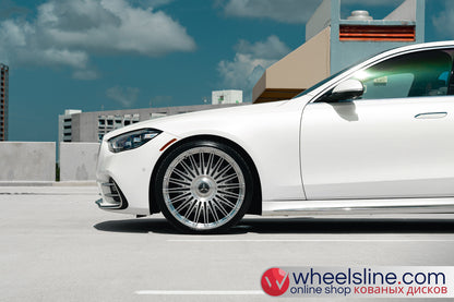 White Mercedes S 1-Piece VS S17-141 Polished Silver With Brushed Face Cap-B 240815