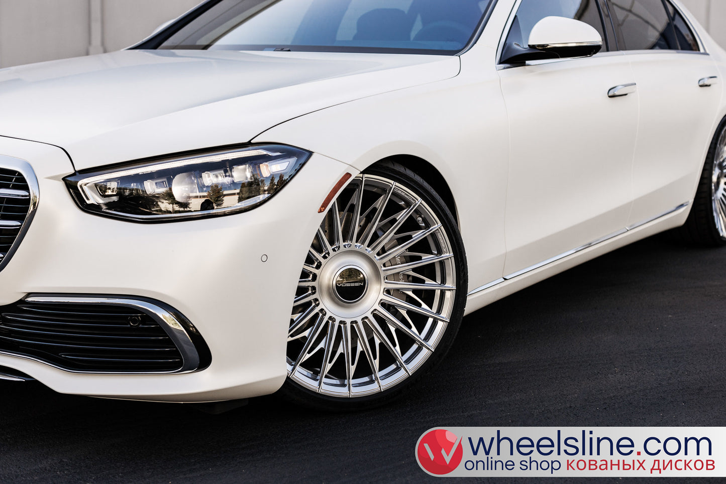 White Mercedes S 1-Piece VS S17-15T1 Polished Silver With Brushed Face Cap-B 240815