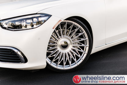 White Mercedes S 1-Piece VS S17-15T1 Polished Silver With Brushed Face Cap-B 240815