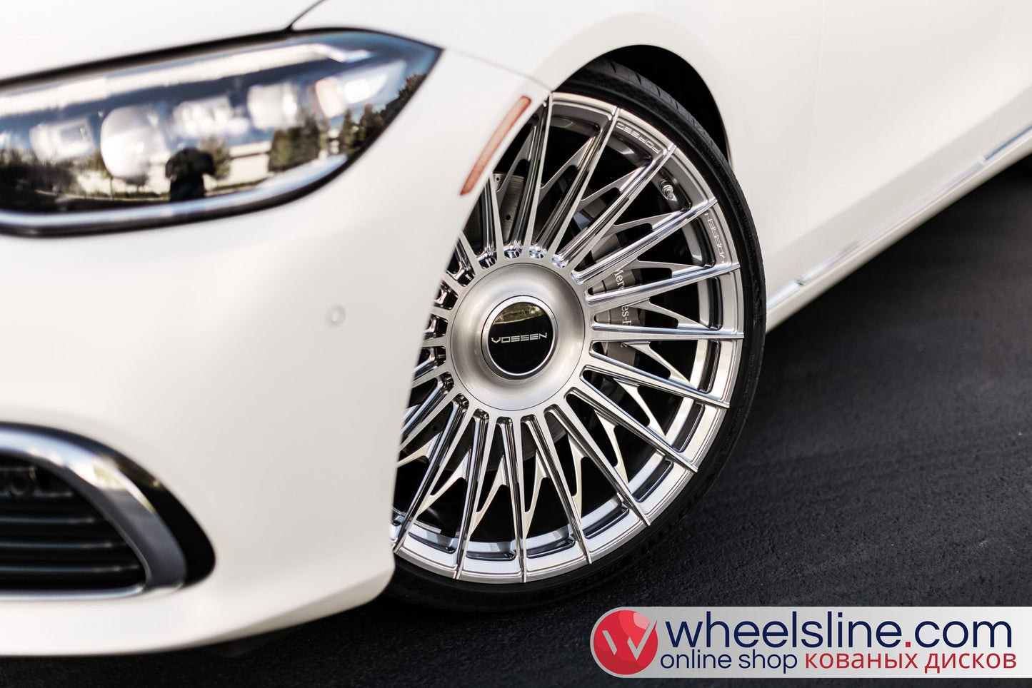 White Mercedes S 1-Piece VS S17-15T1 Polished Silver With Brushed Face Cap-B 240815