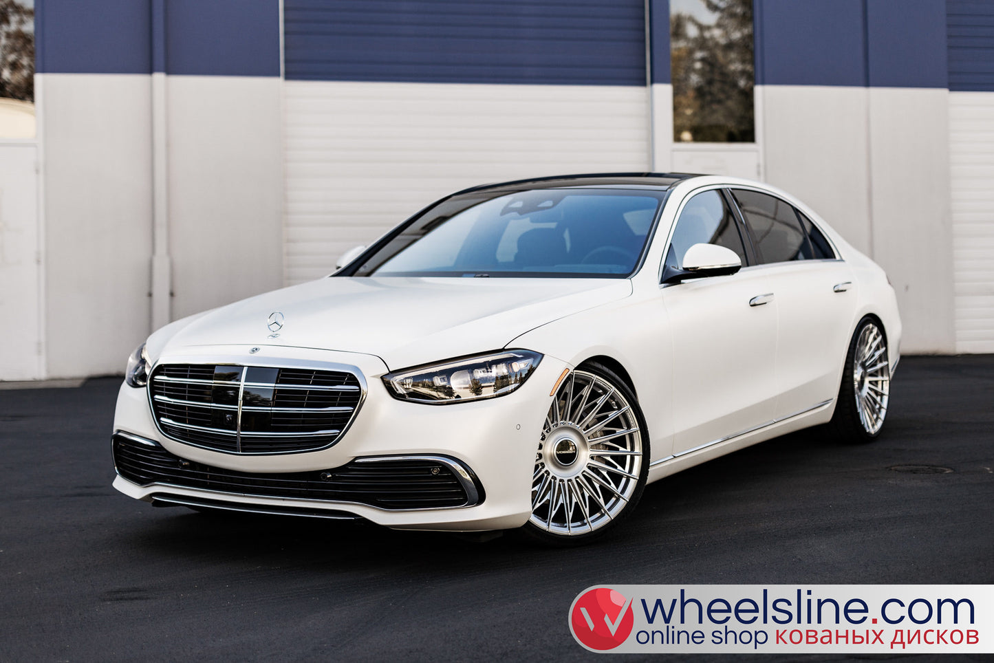 White Mercedes S 1-Piece VS S17-15T1 Polished Silver With Brushed Face Cap-B 240815