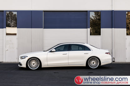 White Mercedes S 1-Piece VS S17-15T1 Polished Silver With Brushed Face Cap-B 240815