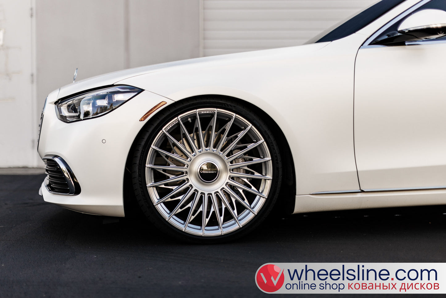 White Mercedes S 1-Piece VS S17-15T1 Polished Silver With Brushed Face Cap-B 240815