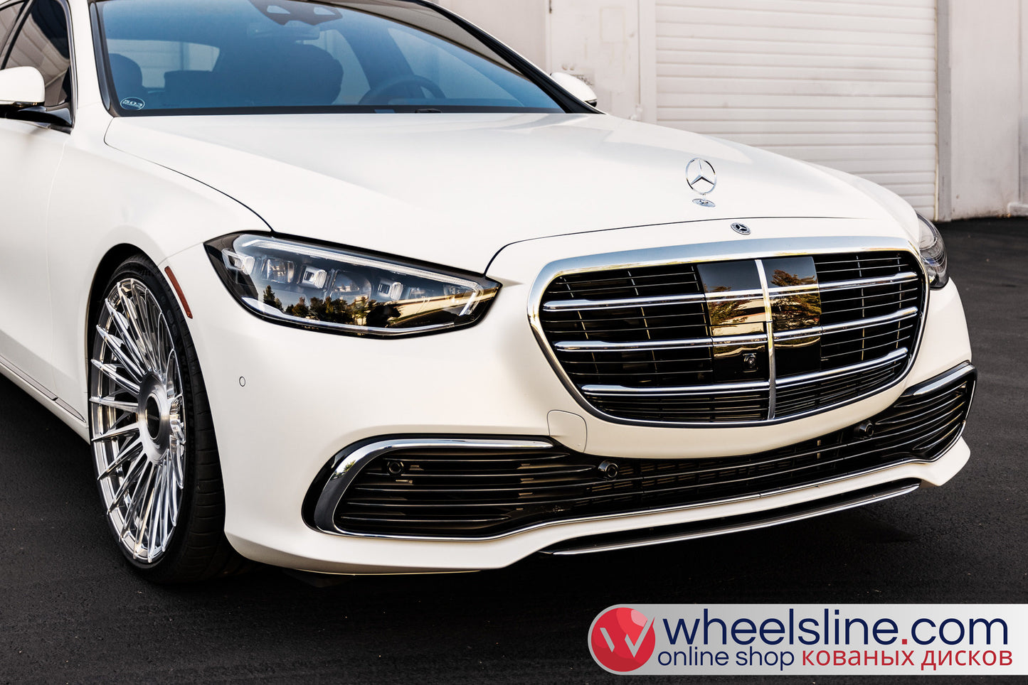 White Mercedes S 1-Piece VS S17-15T1 Polished Silver With Brushed Face Cap-B 240815