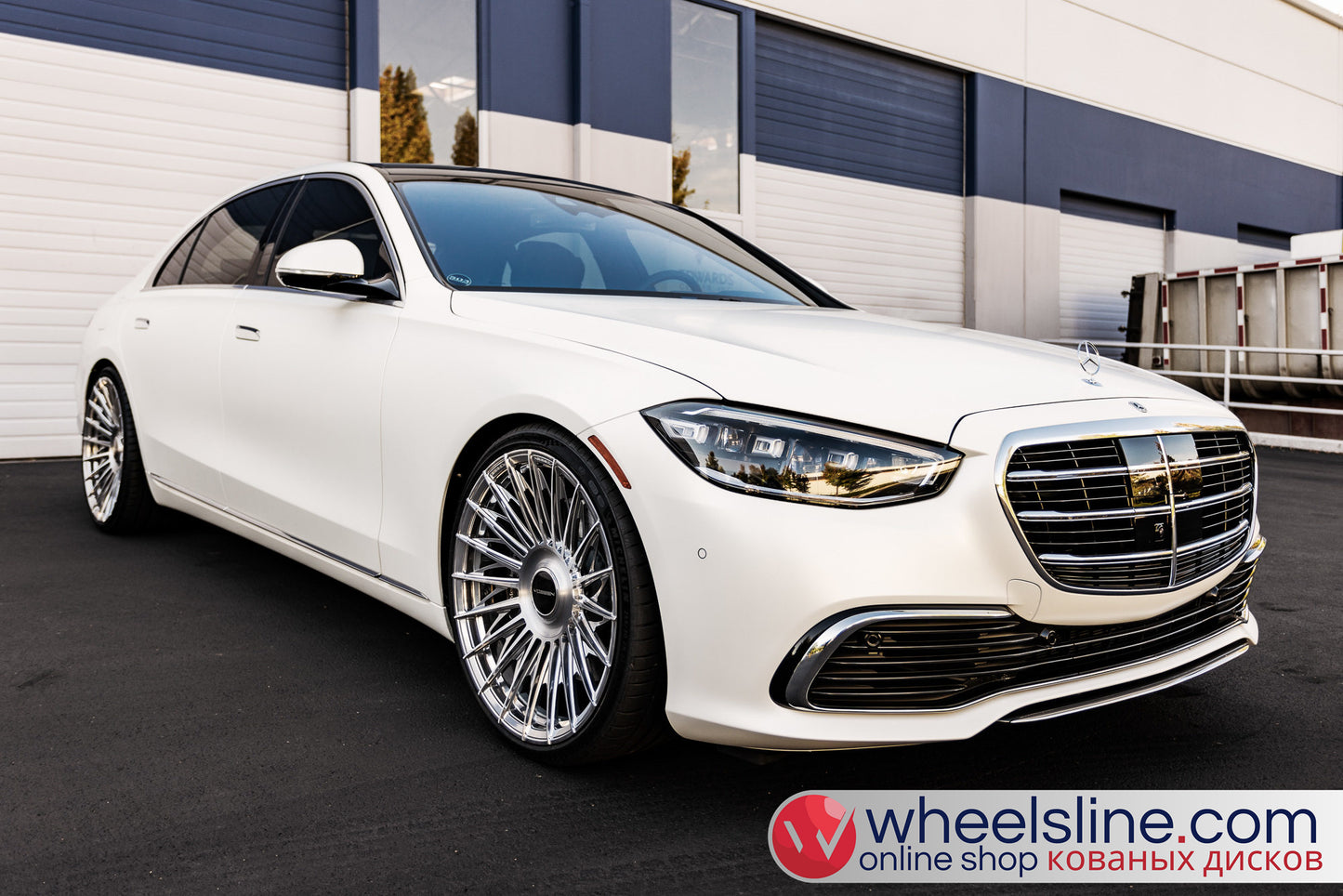 White Mercedes S 1-Piece VS S17-15T1 Polished Silver With Brushed Face Cap-B 240815