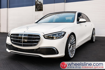 White Mercedes S 1-Piece VS S17-15T1 Polished Silver With Brushed Face Cap-B 240815