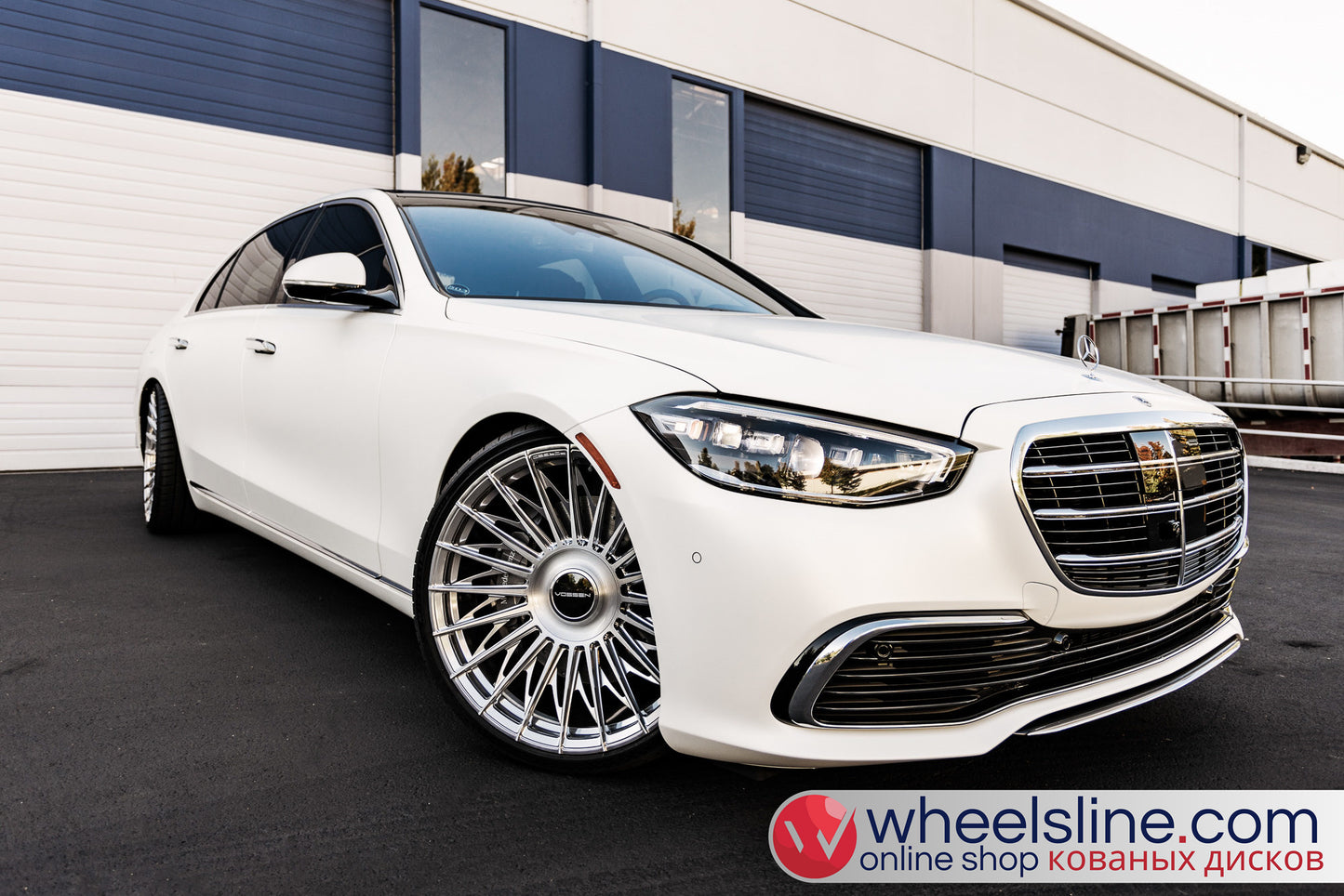 White Mercedes S 1-Piece VS S17-15T1 Polished Silver With Brushed Face Cap-B 240815