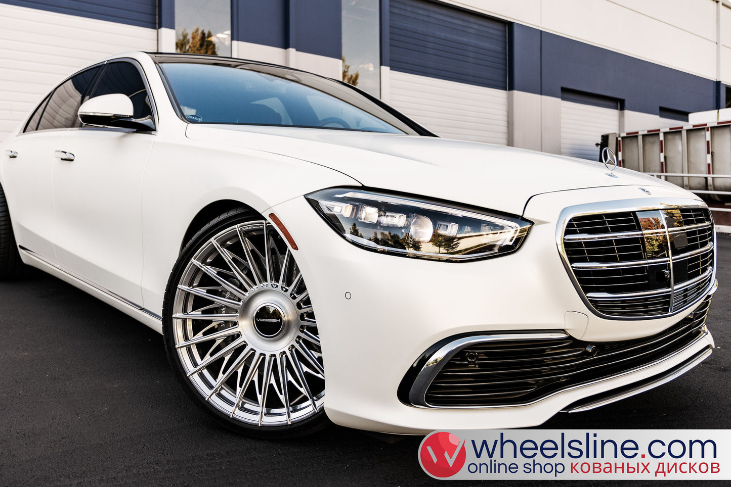 White Mercedes S 1-Piece VS S17-15T1 Polished Silver With Brushed Face Cap-B 240815