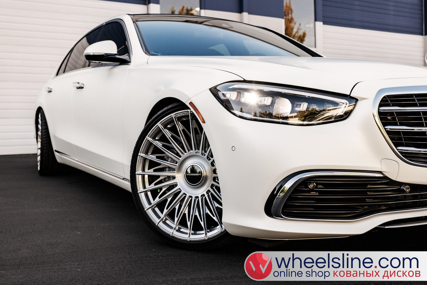 White Mercedes S 1-Piece VS S17-15T1 Polished Silver With Brushed Face Cap-B 240815