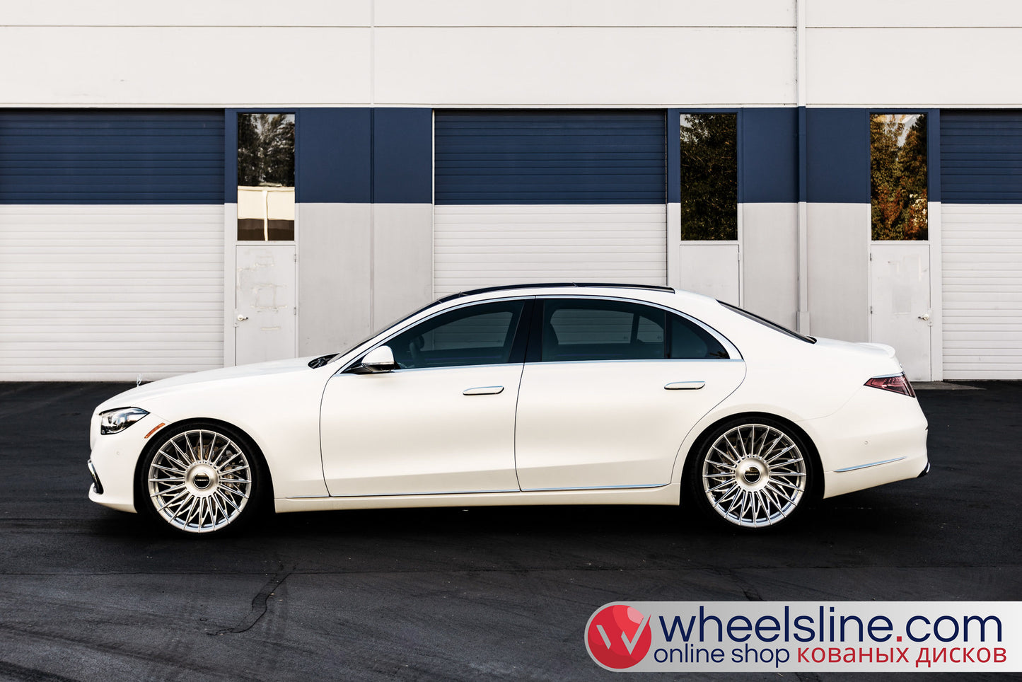 White Mercedes S 1-Piece VS S17-15T1 Polished Silver With Brushed Face Cap-B 240815