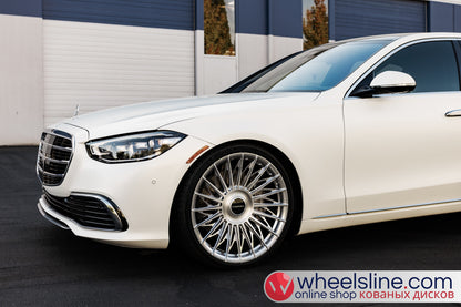 White Mercedes S 1-Piece VS S17-15T1 Polished Silver With Brushed Face Cap-B 240815