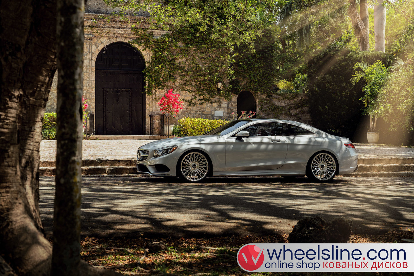 White Mercedes S 1-Piece VS S17-15T1 Polished Silver With Brushed Face Cap-B 240815