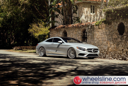 White Mercedes S 1-Piece VS S17-15T1 Polished Silver With Brushed Face Cap-B 240815